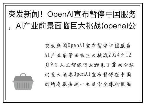 突发新闻！OpenAI宣布暂停中国服务，AI产业前景面临巨大挑战(openai公司)