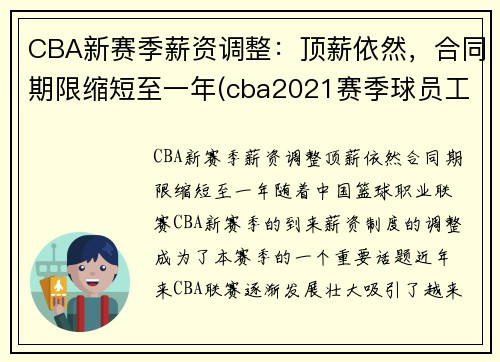 CBA新赛季薪资调整：顶薪依然，合同期限缩短至一年(cba2021赛季球员工资)