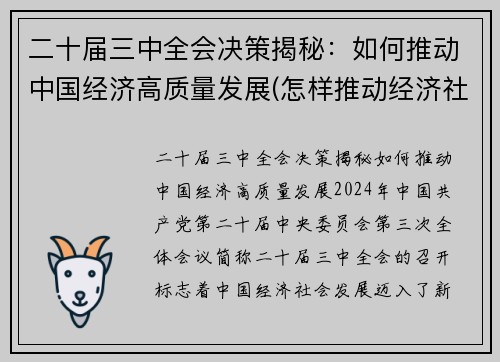 二十届三中全会决策揭秘：如何推动中国经济高质量发展(怎样推动经济社会高质量发展中贯彻新发展理念)